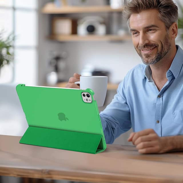 Detalle de ProCase Hülle für 11" iPad Pro (M5/M4) 2025/2024 – leichtes Smart Case mit Tri-Fold und Transparenz (Leichtgrün)