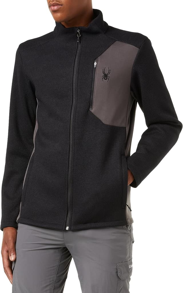 Detalle de Spyder Herren Bandit Jacket Fleecejacke – leichte Strick-Optik mit durchdachten Taschen