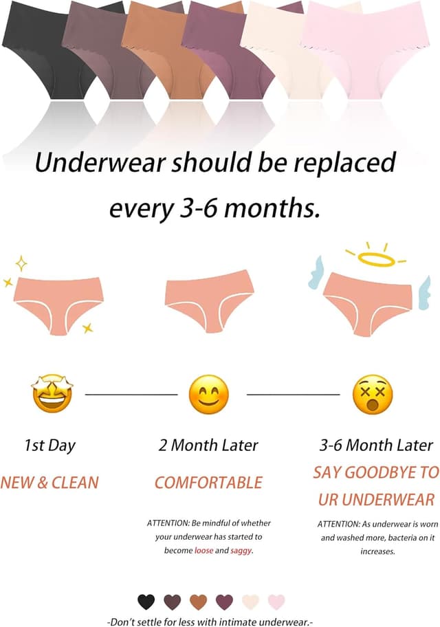 Thumbnail 6 de Sth Big High Waisted Seamless Underwear for Women 6-Pack No-Show Cheeky Bikini Briefs