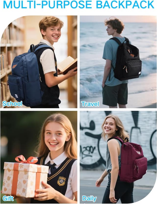 Thumbnail 6 de RAVUO Water-Resistant Backpack for Men (15.6 inch laptop) – Blue