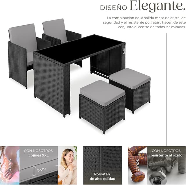 Thumbnail 2 de TecTake® Conjunto de Muebles de Jardín Ratán y Acero