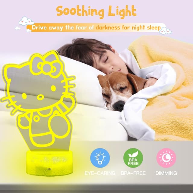 Detalle 2 de Eygerur Lampe Kitty, veilleuse 3D LED