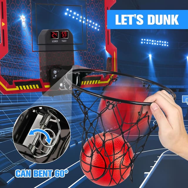 Thumbnail 6 de Indoor Basketball Hoop for Kids (Ages 4–12) — Over-the-Door Mini Hoop With Electronic Scoring, Countdown & Music