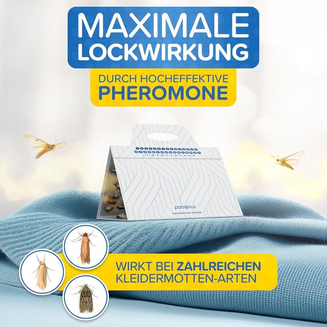 Detalle de Patronus Kleidermottenfalle (6 Stück) – geruchlose Pheromon-Klebefallen für den Schrank