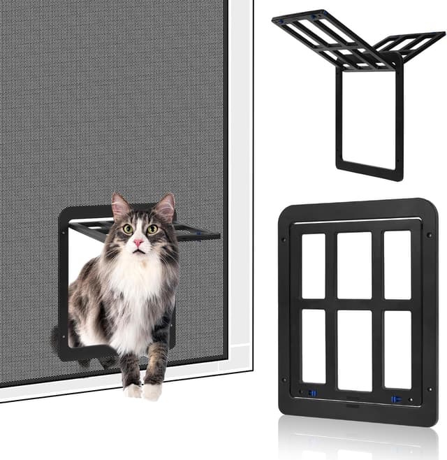 Imagen de Adiwo Katzenklappe 31,5 x 25 cm Schwarz en OfertitasTOP