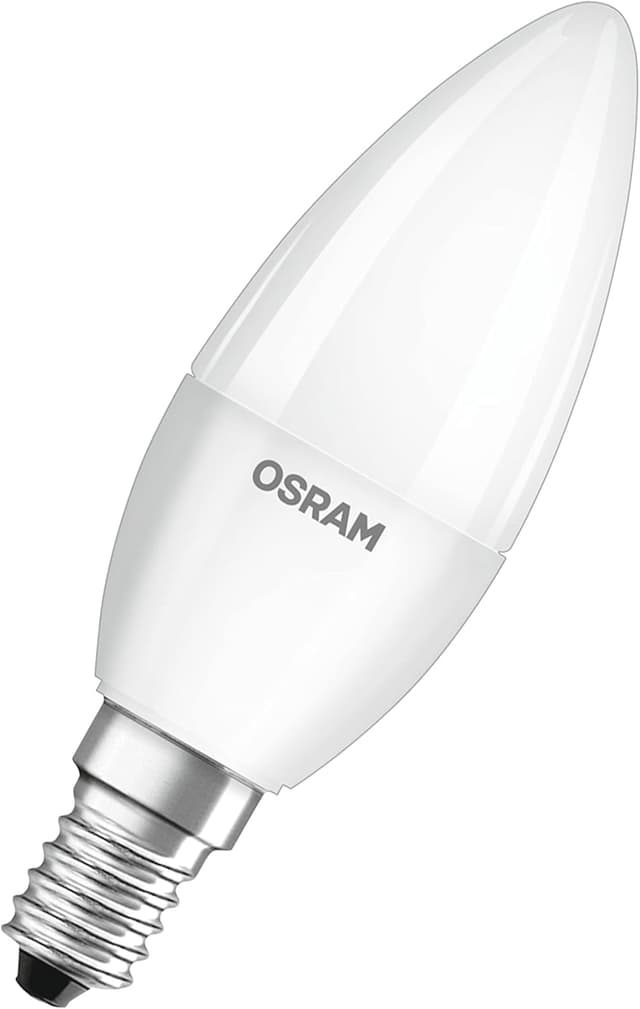 Detalle de Osram LED BASE Classic B40 en verre dépoli pour culot E14, blanc chaud 2700K (boîte de 5)