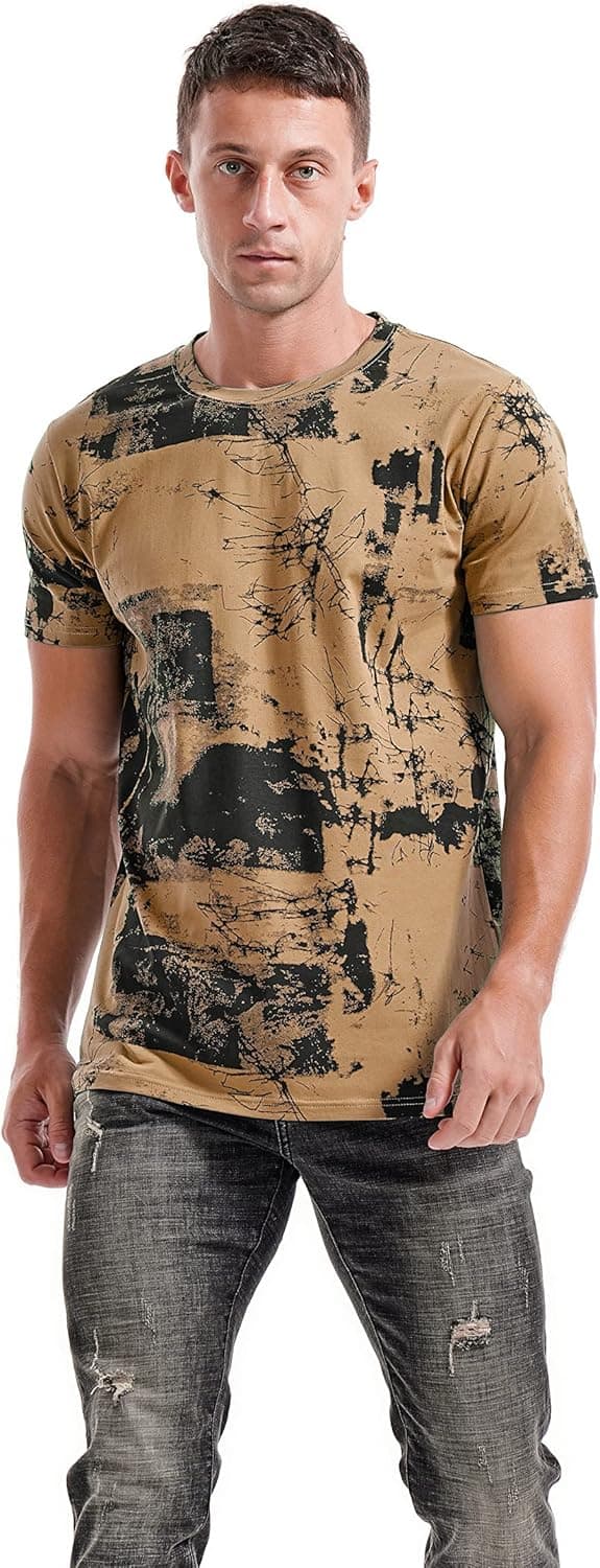 Detalle de RONOMO Herren-T-Shirt aus 95% Baumwolle & 5% Spandex (Mikroelastik), hautfreundlich