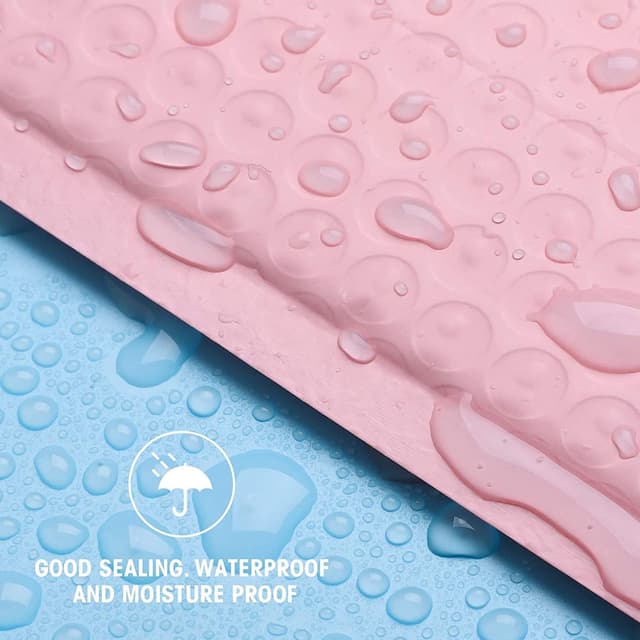 Detalle de Switory 25 Pack Pale Pink Poly Bubble Mailers (26.7x38cm) – Self-seal padded polymailer envelopes