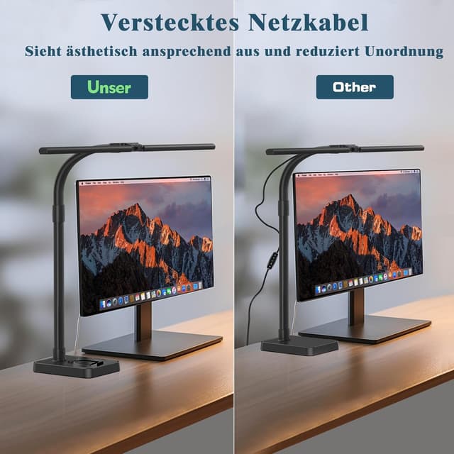 Detalle 2 de Doppelkopf Schreibtischlampe 24W dimmbar