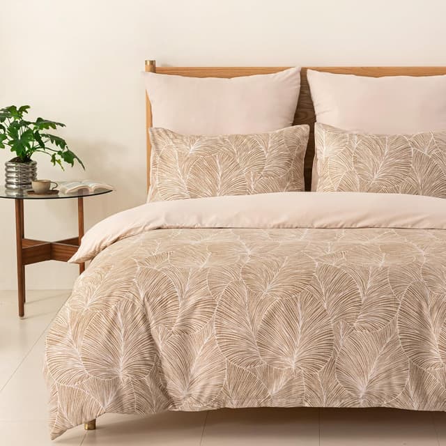 Detalle de Tokokimo Beige Double Duvet Cover Set (Tropical Leaves) with 2 Pillowcases, Soft Microfibre, 200x200 cm