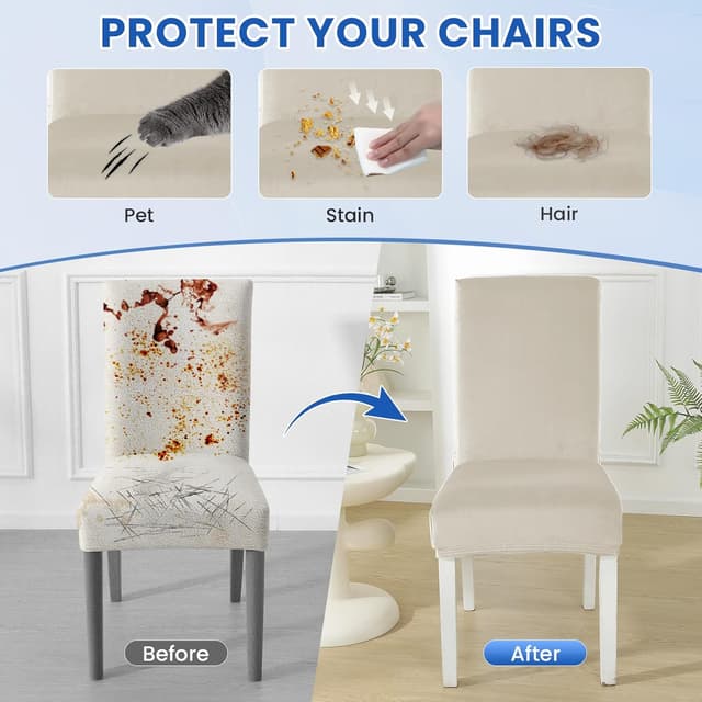 Detalle 2 de Ystyle coprisedie elasticizzati beige 6 pezzi