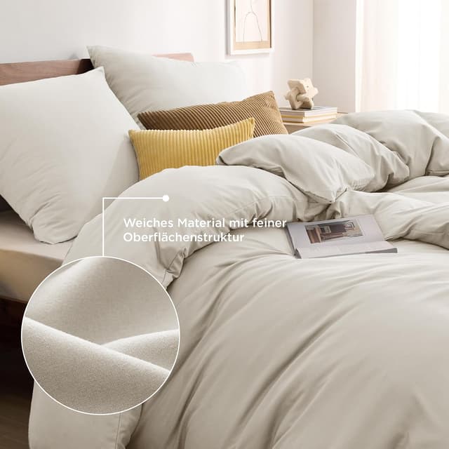 Detalle 2 de BEDSURE Bettwäsche 135x200 4tlg Leinen