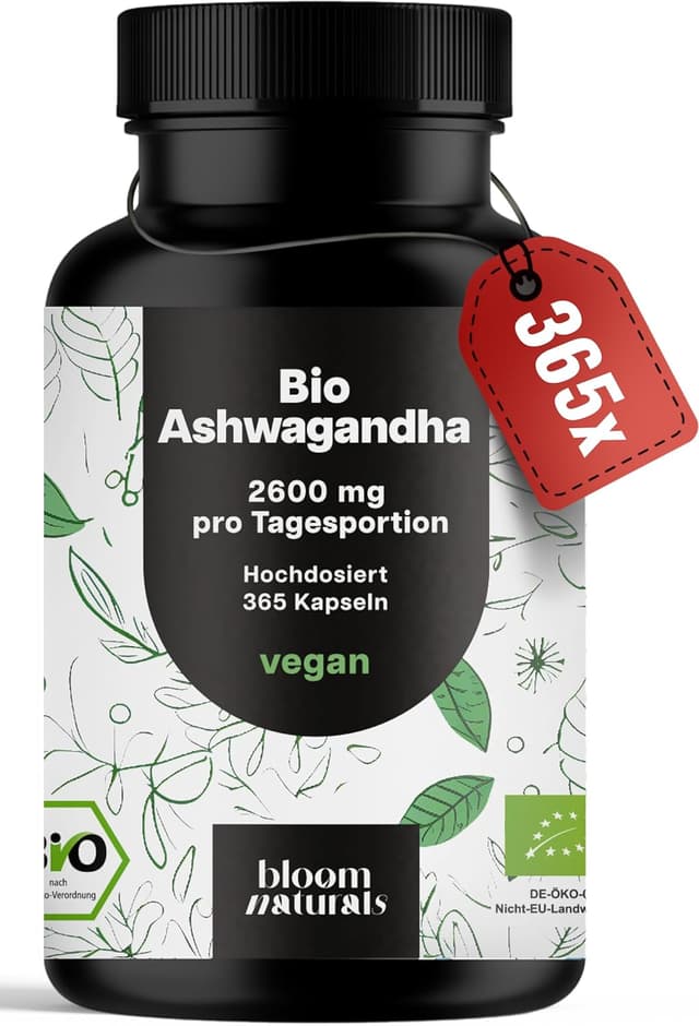 Detalle de Ashwagandha Kapseln 365 vegan, 2600 mg täglich