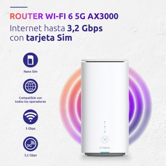Detalle de Strong 5GAX3000 Router móvil Wi‑Fi 6 5G 3 Gbps blanco