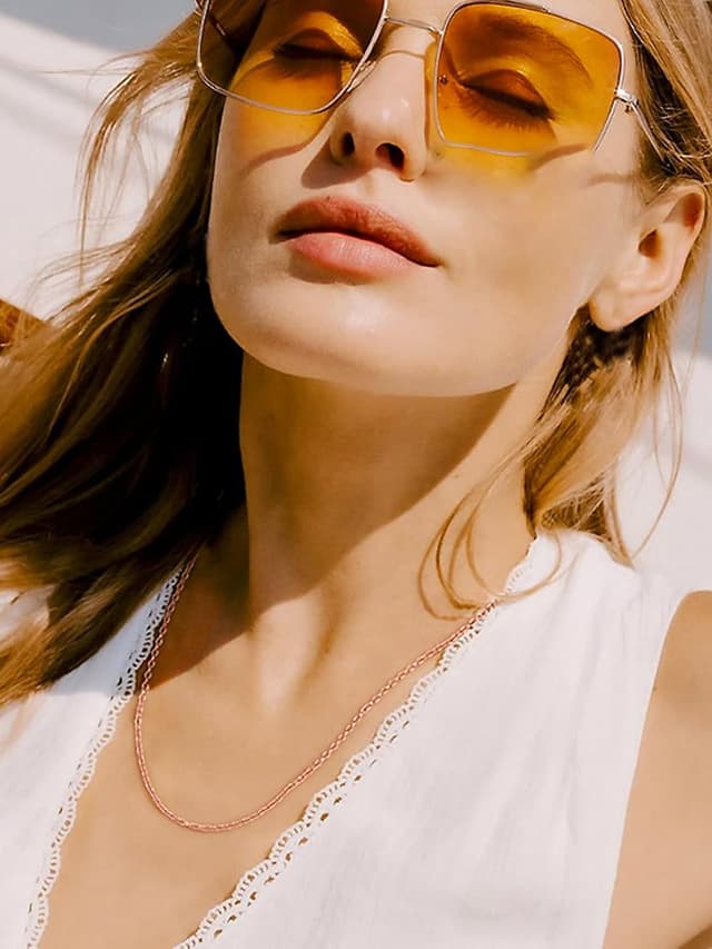 Detalle de FOCALOOK Edelstahl Kette Damen – dünne Rolokette (316L) als Ersatzkette für Anhänger, silber/gold/roségold/schwarz wählbar