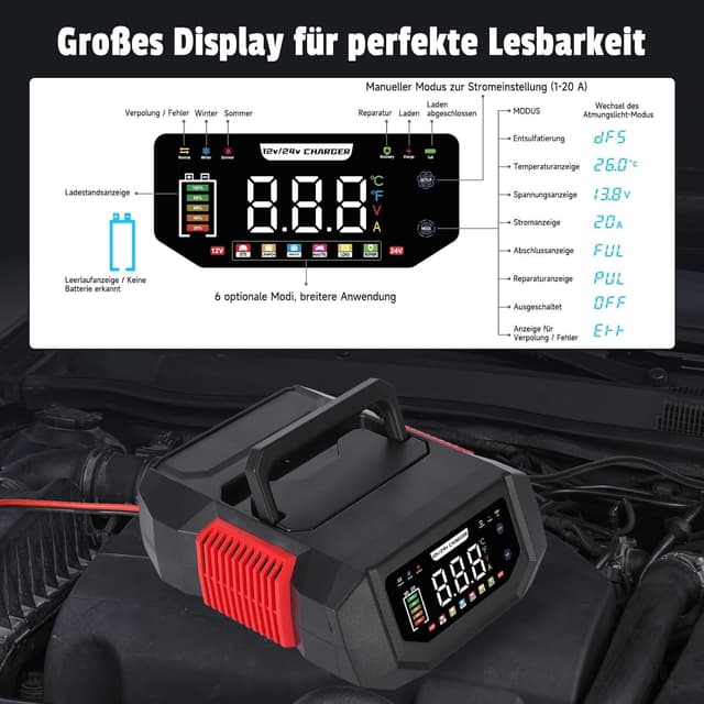 Detalle 2 de HAUSPROFI Ladegerät 20A 12V/24V 🔌