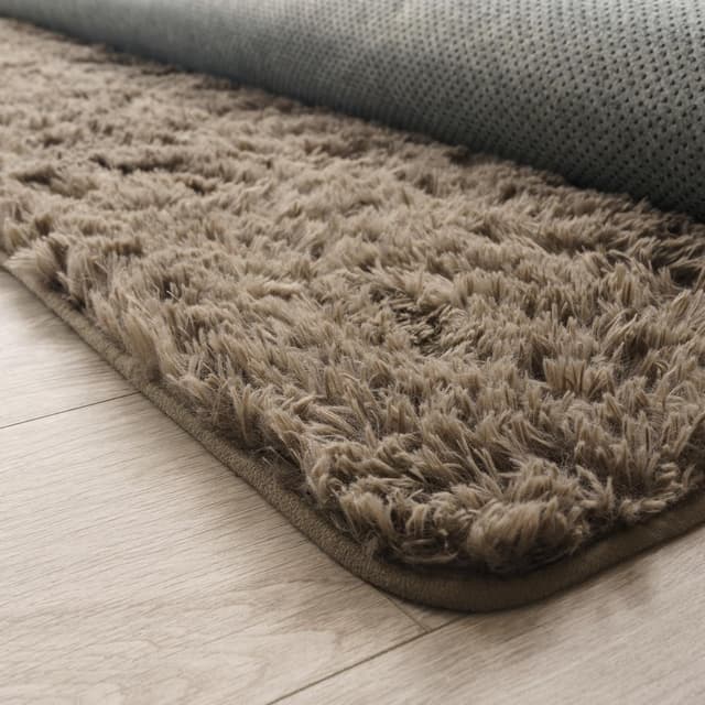 Detalle de Paco Home Tapis de salon shaggy en fausse fourrure 80 x 150 cm, taupe
