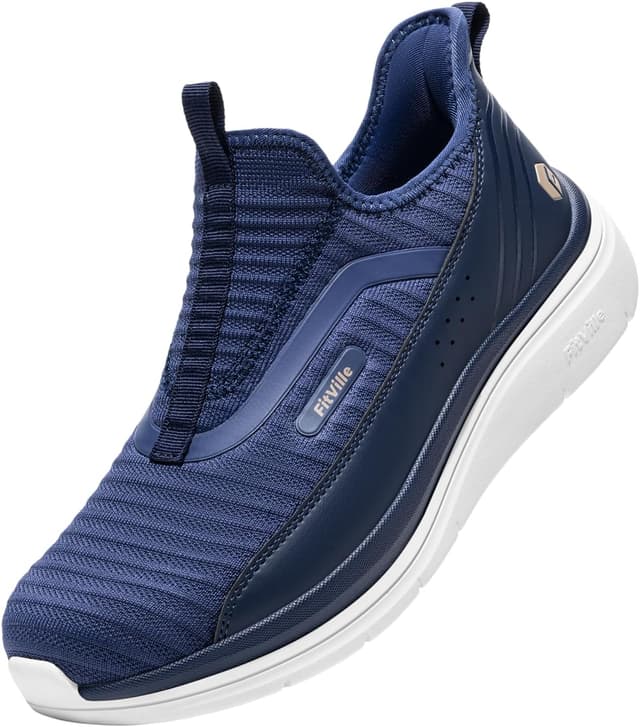 Detalle de FitVille Men’s Wide Fit Slip-On Trainers (Extra Wide) with High Rebound cushioning