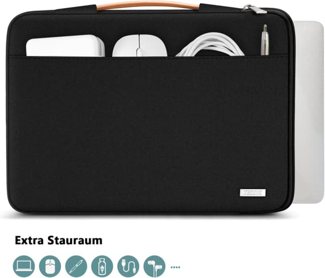 Detalle 2 de TECOOL Laptop-Tasche 14 Zoll mit Tragegriff – Schutzhülle für 14" Notebook & 15" Surface Laptop, schwarz