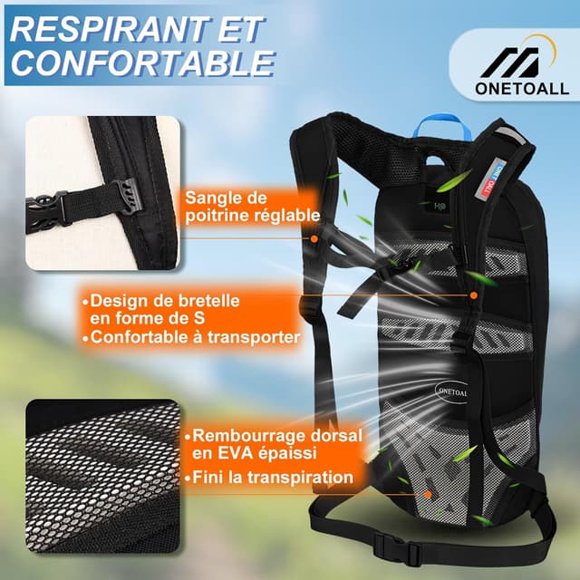 Detalle de LOCAL LION Sac à Dos Vélo 6L avec compartiments réfléchissants (22 x 8 x 45 cm, 420 g)