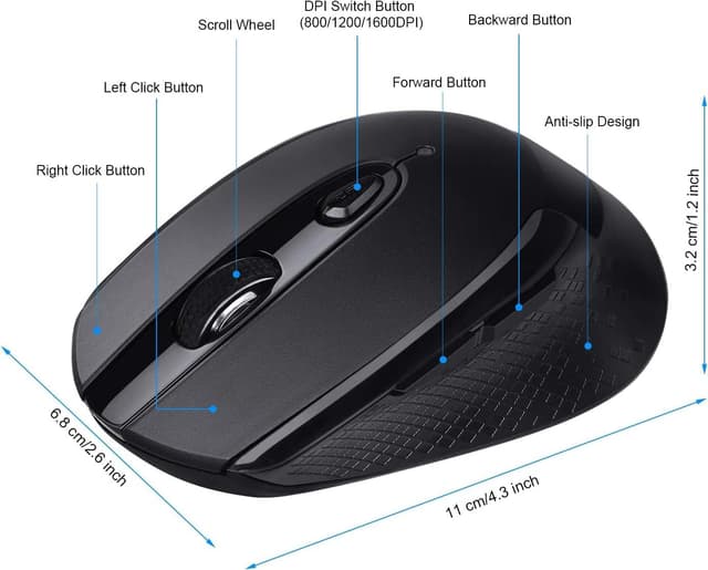 Detalle 2 de cimetech 2.4G Wireless Mouse – ergonomic, silent optical mouse with 6 buttons