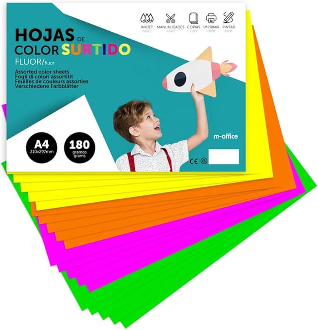 Imagen de m-office Cartulina A4 Surtido Fluor para Manualidades 🎨 en OfertitasTOP