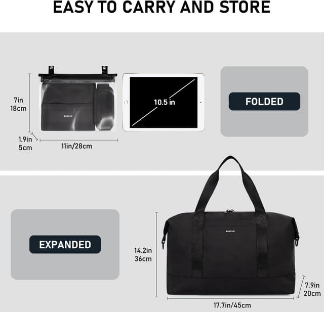 Detalle de ECOHUB Easyjet 30L Cabin Bag (45x36x20cm) with Removable Wet Pocket & Underseat Travel Holdall - Black