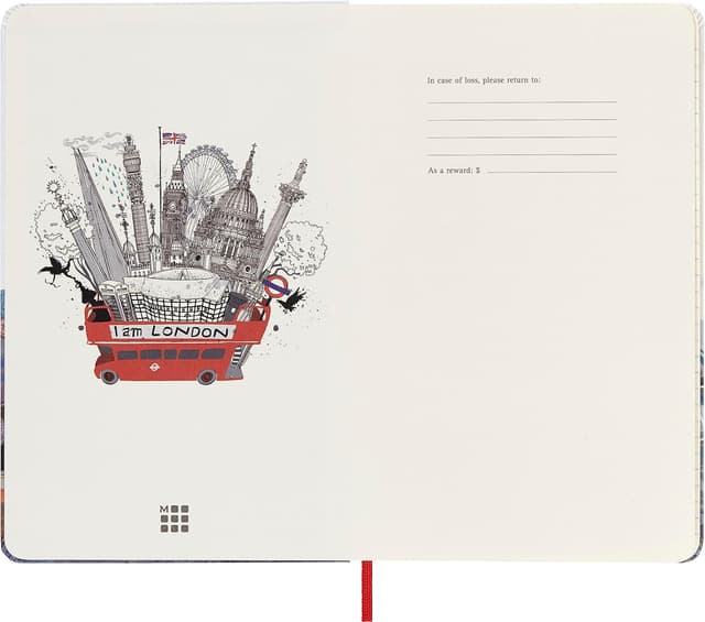 Detalle de Moleskine Carnet Édition Limitée I Am London – couverture rigide, 240 pages blanches, format 13 x 21 cm