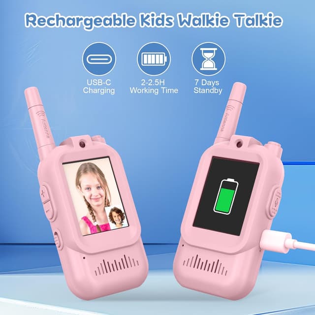 Thumbnail 5 de Walkie Talkie Niños Videollamada 400 m Rosa
