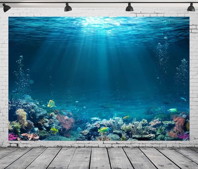 Detalle de BELECO Underwater World Backdrop (2.1x1.5m) polyester fabric undersea photography background