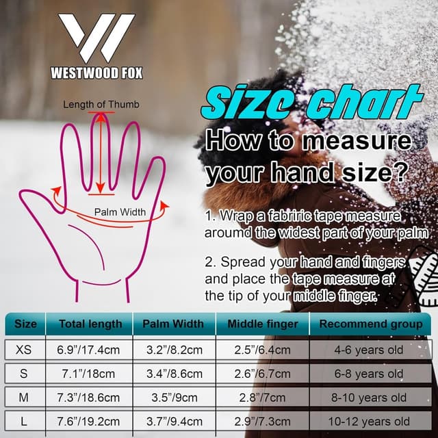 Thumbnail 4 de WESTWOOD FOX Winter Warm Kids Gloves for Ages 4–12