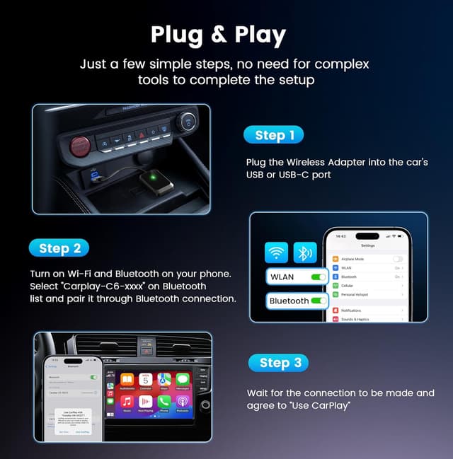 Detalle de Lincisoonic CarPlay adapter for iPhone, zero-latency
