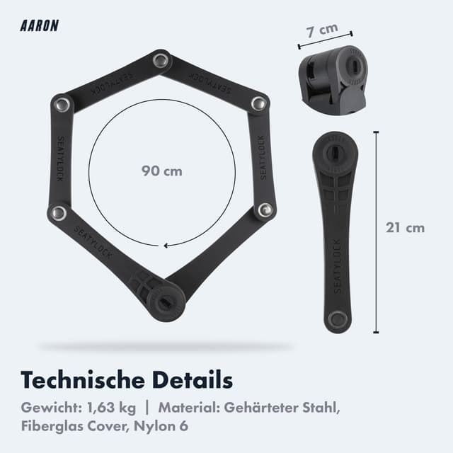 Thumbnail 5 de AARON Premium Faltschloss 90 cm 3‑Sterne