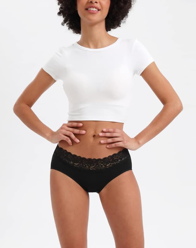 Detalle 2 de INNERSY Unterhosen Damen Baumwolle mit Spitze – bequeme Hipster Slips im 6er Mehrpack