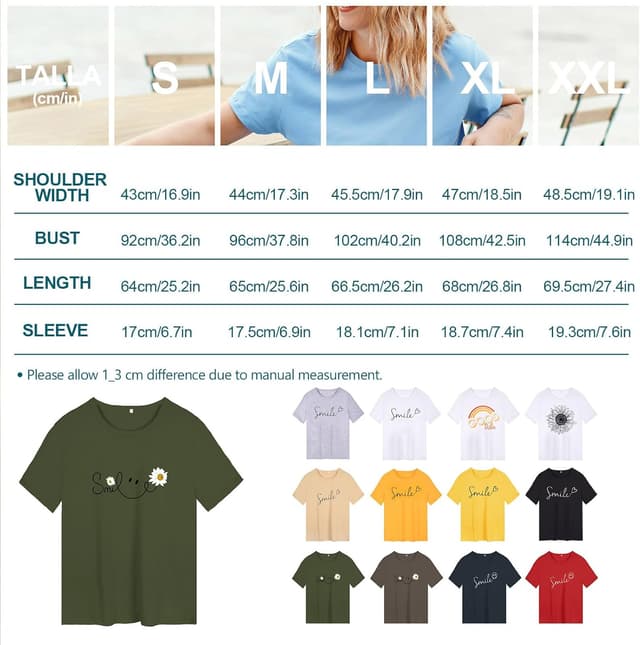 Detalle de T-shirt femme blanc Heekpek en coton doux, col rond et manches courtes