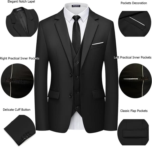 Detalle 2 de WULFUL 3-Piece Slim Fit Suit 2-Button