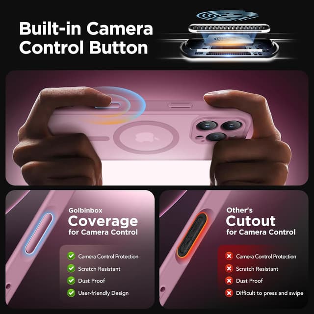 Detalle 2 de GOLBINBOX Magnetic Case for iPhone 16 Pro Max with Privacy Screen Protector (MagSafe compatible) – Blackcurrant