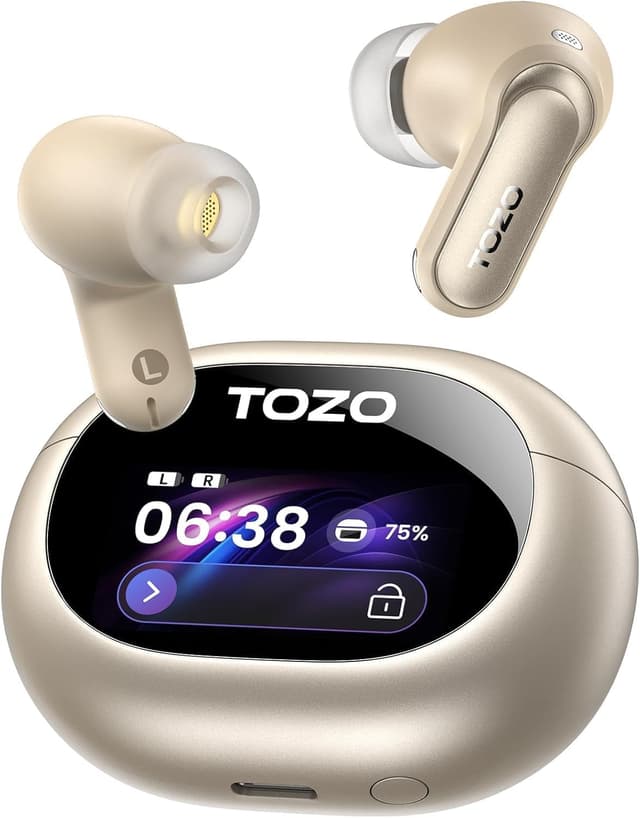 Detalle de TOZO NC20 Pro Active Noise Cancelling Wireless Earbuds (LDAC, Smart Touch Screen Case, 6 Mics)