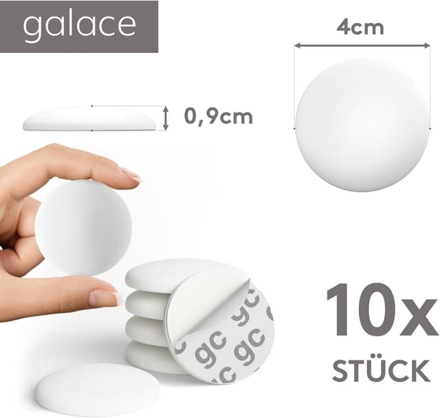 Detalle 2 de GALACE Fermaporta adesivo da muro bianco da 40 mm (10 pezzi) con gommini per paracolpi e anti-spifferi