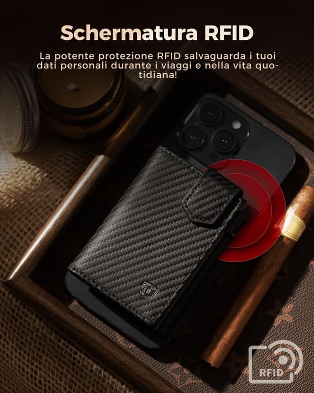 Detalle 2 de Portacarte LORZOR RFID slim con 10 carte