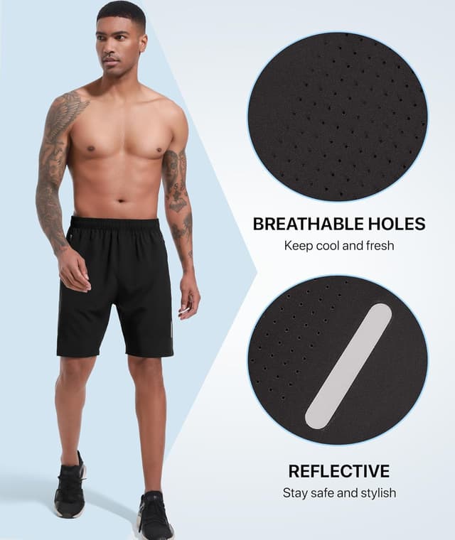 Detalle de SIHOHAN men’s gym shorts (7 inch) with quick-dry fabric and zip pockets