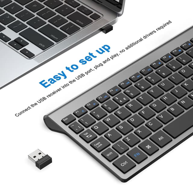 Detalle de Cimetech Wireless Keyboard (2.4G) with Numeric Keypad – silent ergonomic USB keyboard for Windows PCs and laptops
