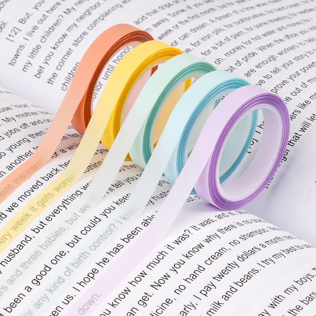 Detalle de Hoiny 10 Rollen transparente fluoreszierende Haftnotizen / Highlight Strips (5 x 6 mm)