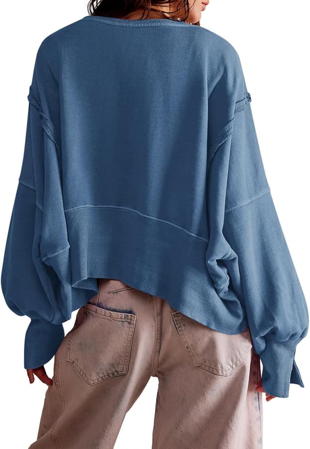 Detalle de Zwurew Womens Casual Crewneck Sweatshirt — Side Slit Crop Pullover