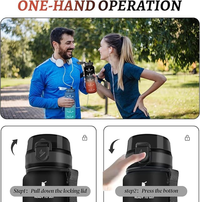 Detalle 2 de HoneyHolly Botella Agua 1,5 L motivacional y anti‑fugas