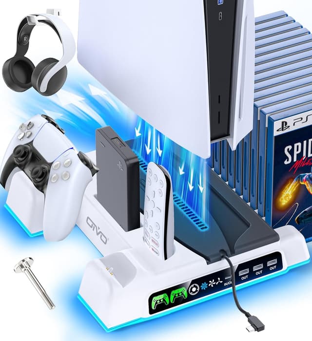 Thumbnail 6 de OIVO PS5 Slim/Pro Stand & Cooling Station with 3-Level Fan, Dual Controller Charging, USB Ports, LED Controller Charging