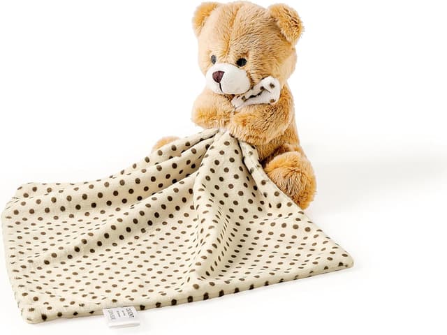 Detalle de CREVENT Soft Plush Animal Face Baby Comforter with Tag (Hugging Bear) – Skin-friendly plush for day-to-day comfort