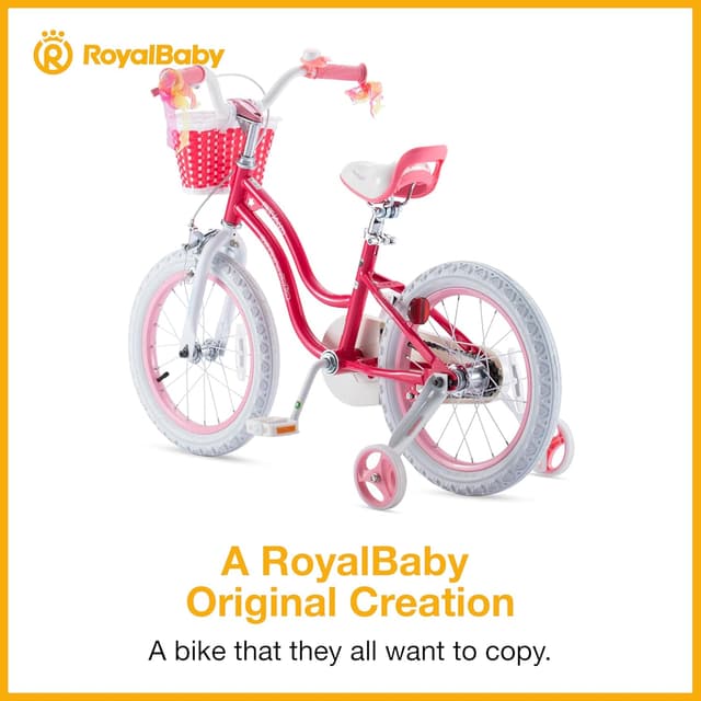 Detalle 2 de RoyalBaby Stargirl Girls Bike (14-Inch) with Training Wheels, Coral Red