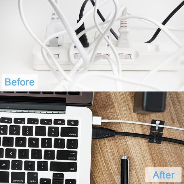 Detalle 2 de 100x Klebesockel für Kabelbinder 18 x 18 mm – selbstklebende Kabelbinderhalter mit Schraubenloch, schwarz