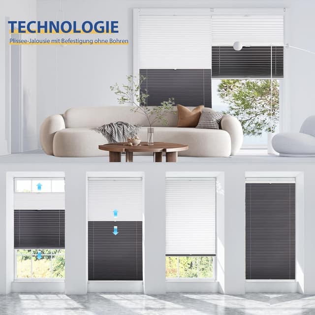 Thumbnail 4 de Sekey Plissee Doppelplissee 85x120cm Verdunkelung